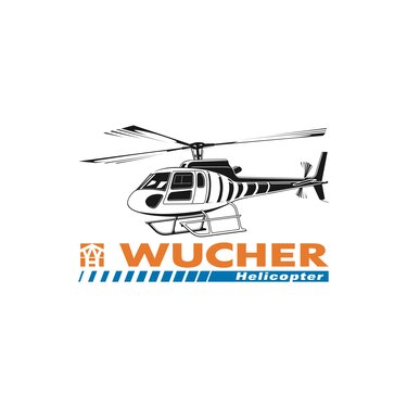 Logo von Wucher Helicopter mit einem stilisierten Hubschrauber.